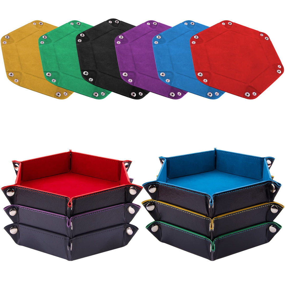 SIQUK 6 Stück Würfelbrett Doppelseitig Würfelbretter Samt Faltbar Würfeltablett Hexagon Würfelteller