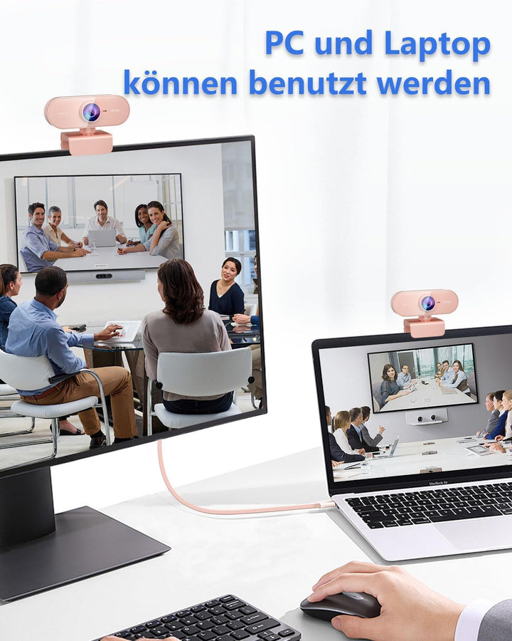 Webcam mit Mikrofon,1080P Full HD Kamera PC Laptop,USB Web Cam Plug&Play,Externe Streaming Camera,Mi