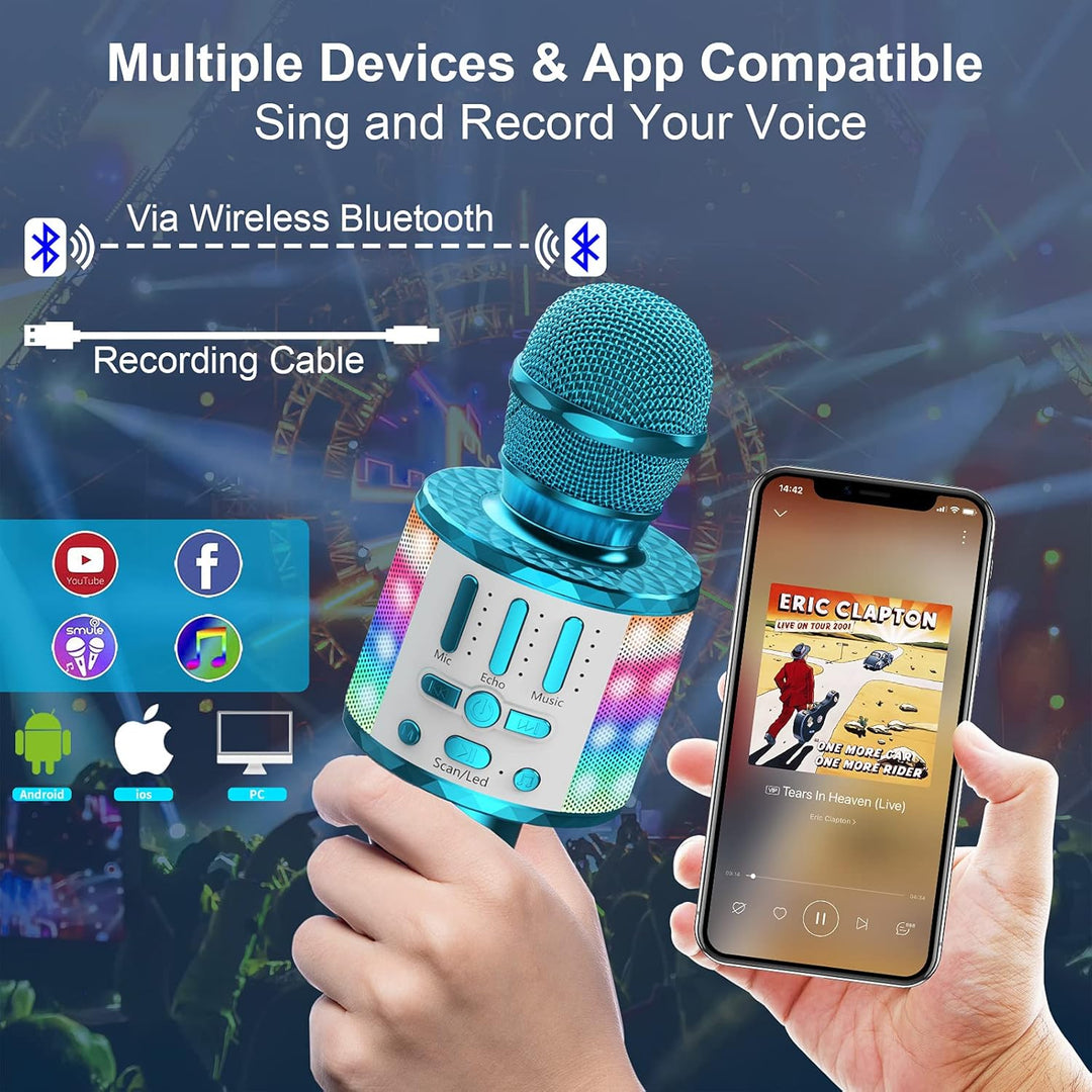 LED Drahtloses Bluetooth Mikrofon zum Singen, Spielzeug Kinder, Heim KTV Karaoke Maschine, Tragbares