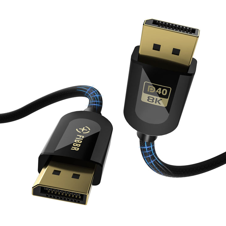 FIBBR VESA-Zertifiziert 16K DisplayPort 2.1 Kabel 2M, 40Gbit/s DP zu DP Kabel(16K@30Hz, 10K@30Hz, 8K