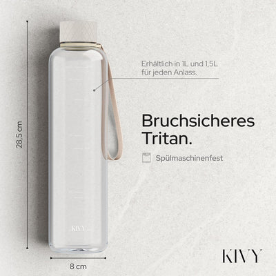 KIVY Trinkflasche Tritan (2. Generation) Bruchsicher, Federleicht - Trinkflasche Gym Flasche - Sport