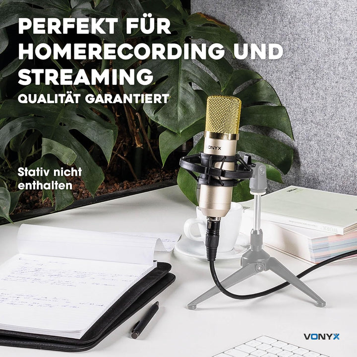 VONYX CM400C Studio Mikrofon - Gaming Mikrofon PC, Streaming Microphone, Mikrofon mit Stossdämpfer H