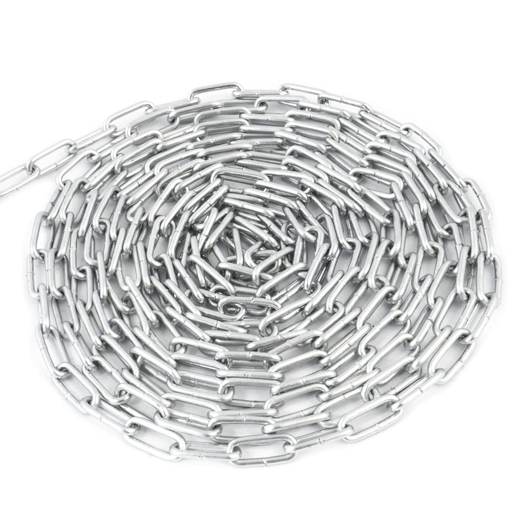 DQ-PP Stahlkette Stahl C15 | 3 mm | 30 m | Kurzgliedrig | Verzinkt | DIN 5685 | Absperrkette | Metal