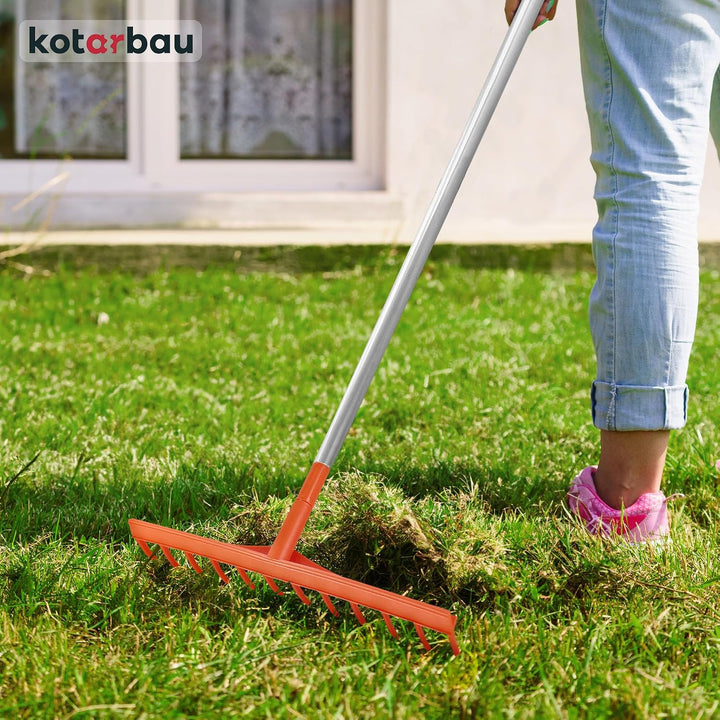 KOTARBAU® Heurechen - 51 cm - mit Aluminiumstiel 1,54 m - Laubrechen Kunststoff - 12 Zinken - Rechen