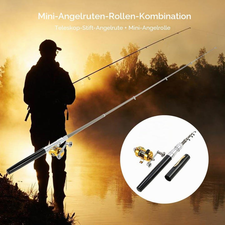 Lixada Mini Angel Reel Combo Kit, Pen Angelrute + Fishing Wheel + Angelschnur + Weiche Köder + Hooks