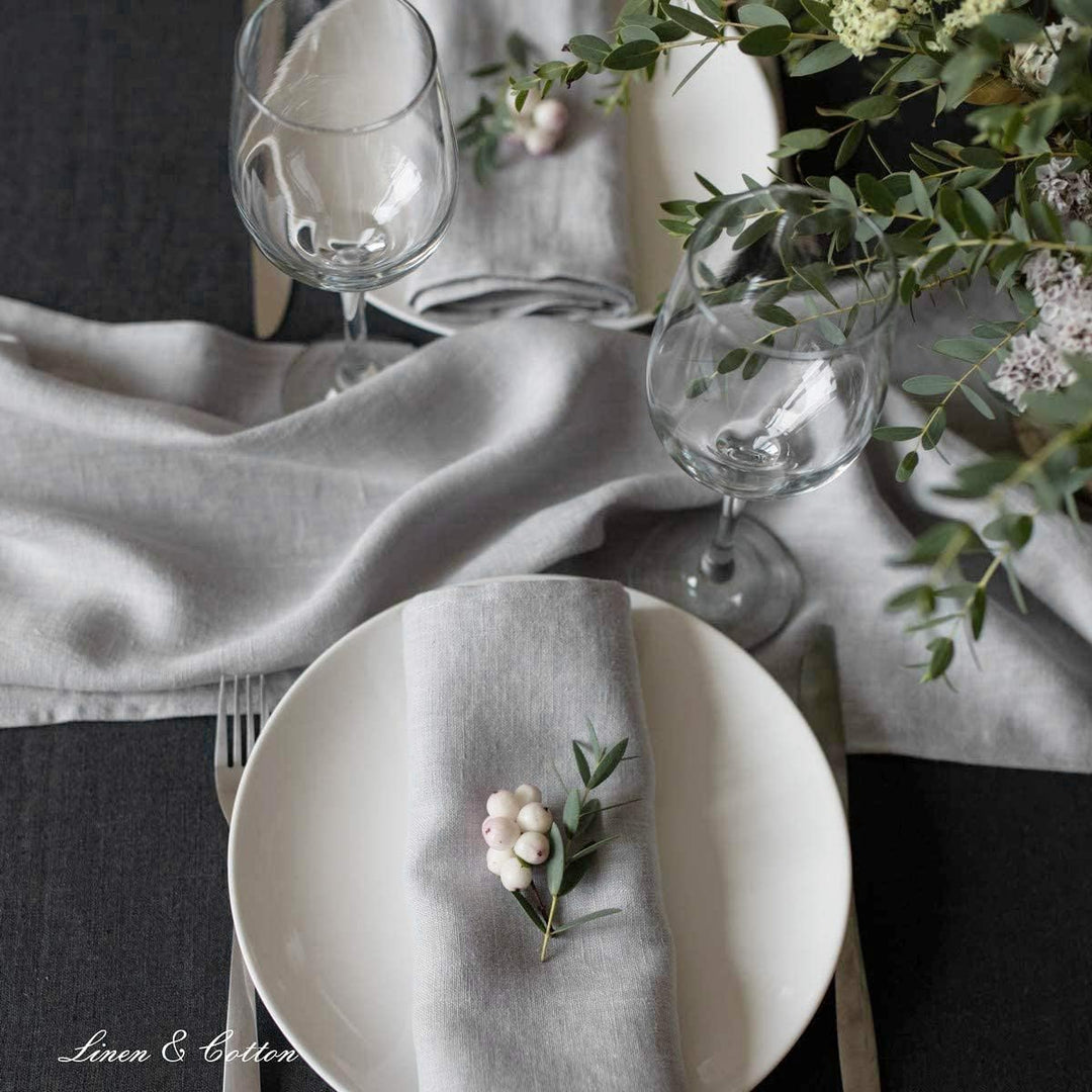Linen & Cotton Hochwertige 4 x Stoffservietten/Servietten Stoff/Leinenservietten Hygge - 100% Leinen