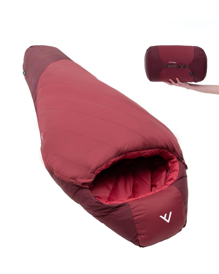 qeedo Daunenschlafsack 4 Jahreszeiten – warm &amp; komprimierbar, Komfort 0 °C, in 2 Grössen, RDS Daune,