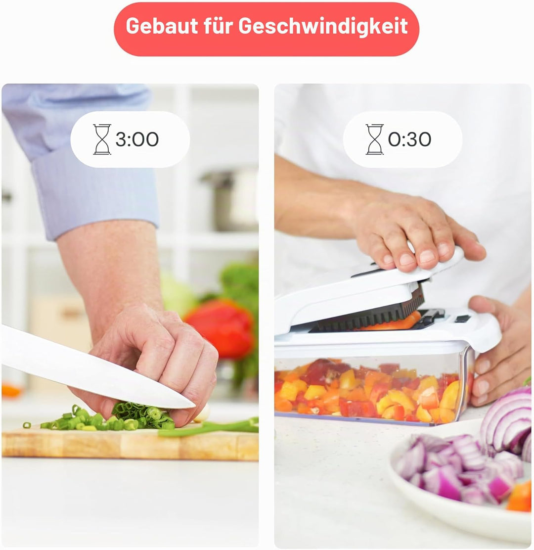 Fullstar Gemüseschneider und Mandoline Gemüsehobel - Julienne- und Würfelschneider für Gurken Zwiebe