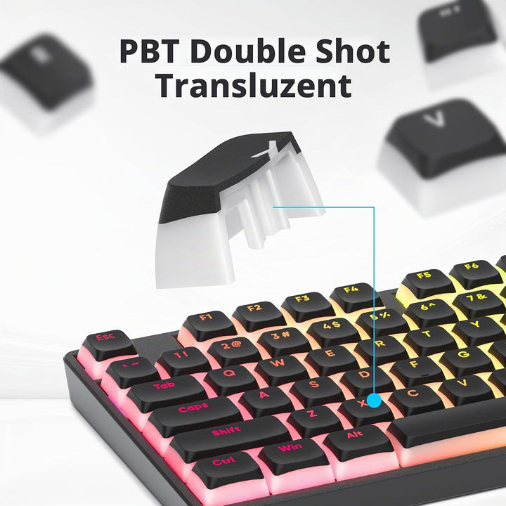 SOLIDEE Black Pudding Tastenkappen,Double Shot PBT-Tastenkappen mit durchscheinender Schicht,117 Tas