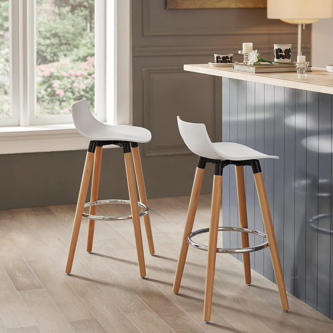 SoBuy FST86-W Barhocker mit Fussstütze Barstuhl Tresenhocker Barstuhl mit Rücklehne weiss Beine aus
