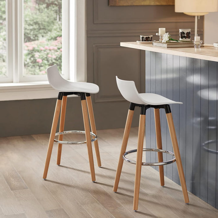 SoBuy FST86-W Barhocker mit Fussstütze Barstuhl Tresenhocker Barstuhl mit Rücklehne weiss Beine aus