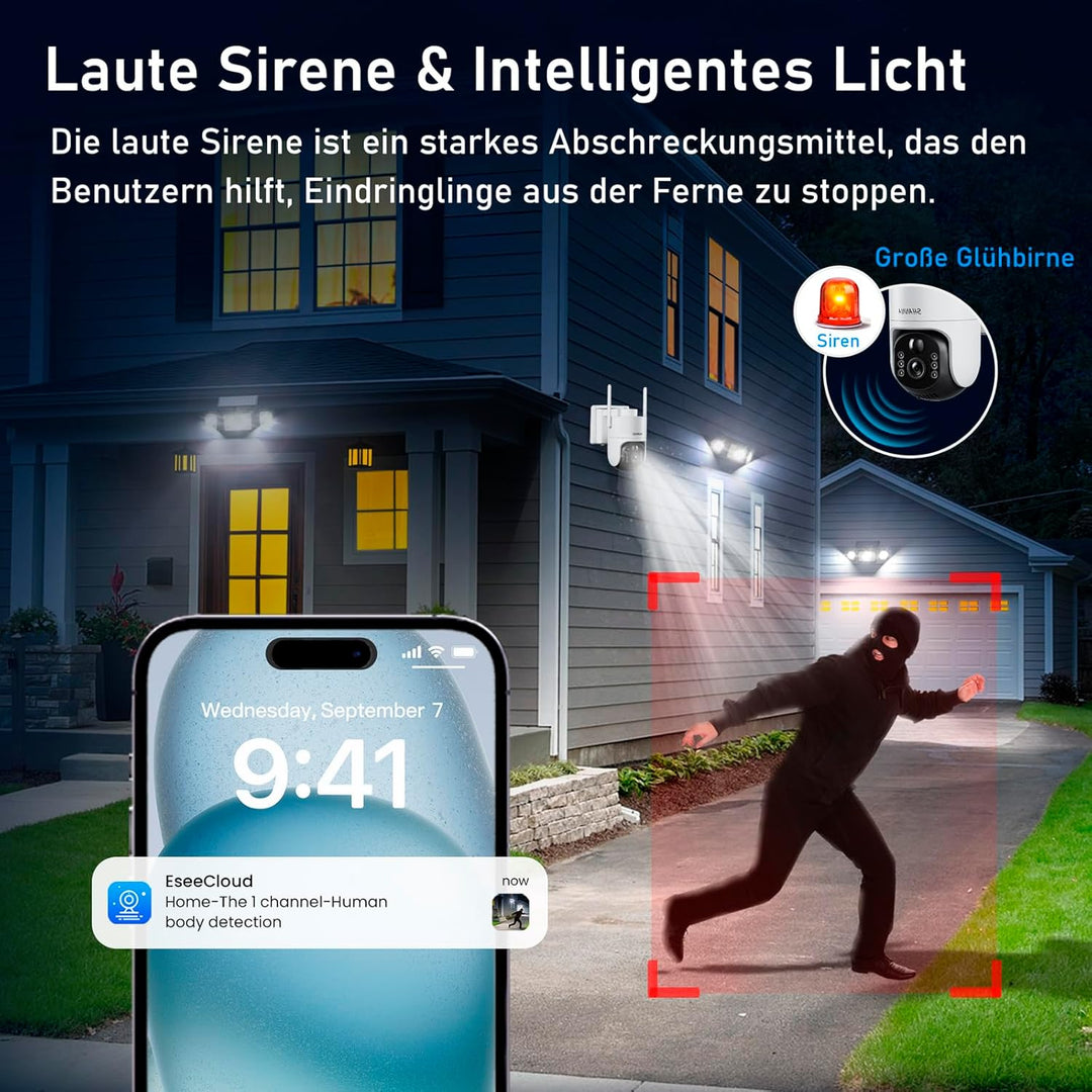 [5GHz & 2,4GHz] Überwachungskamera Aussen Solar, 8000mAh Akku und 7W Solarpanel, 2K PTZ 360° Solar K