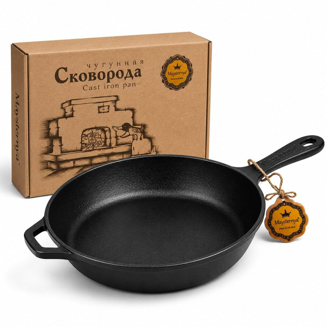 Gusseisen Sauteuse Ø28 cm – Multifunktionale Bratpfanne & Schmorpfanne – Induktionsgeeignet – PFAS-f