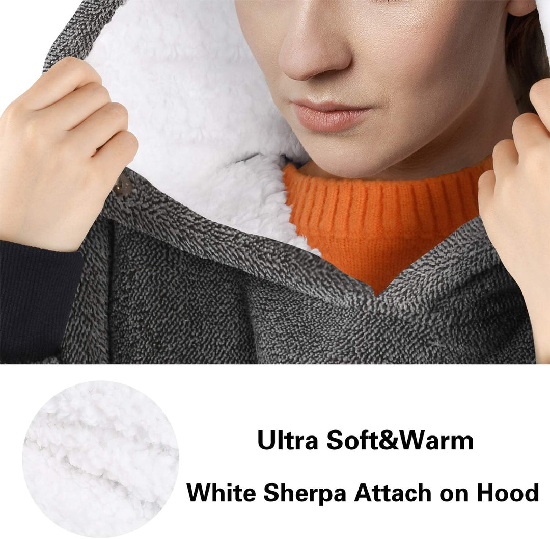 Catalonia Classy Oversized Sherpa Hoodie Decke, grosses Kapuzen-Sweatshirt für Frauen, weiche gemütl