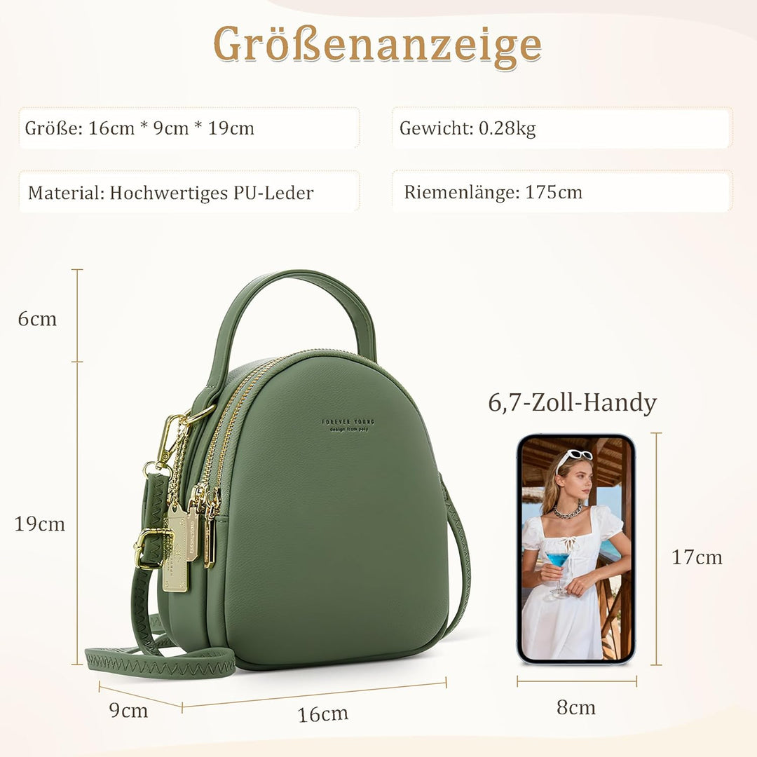 DORRISO Mini Damen Rucksack Elegant Tagesrucksack mit Kopfhörerloch Handtasche für Schule Reisen Läs