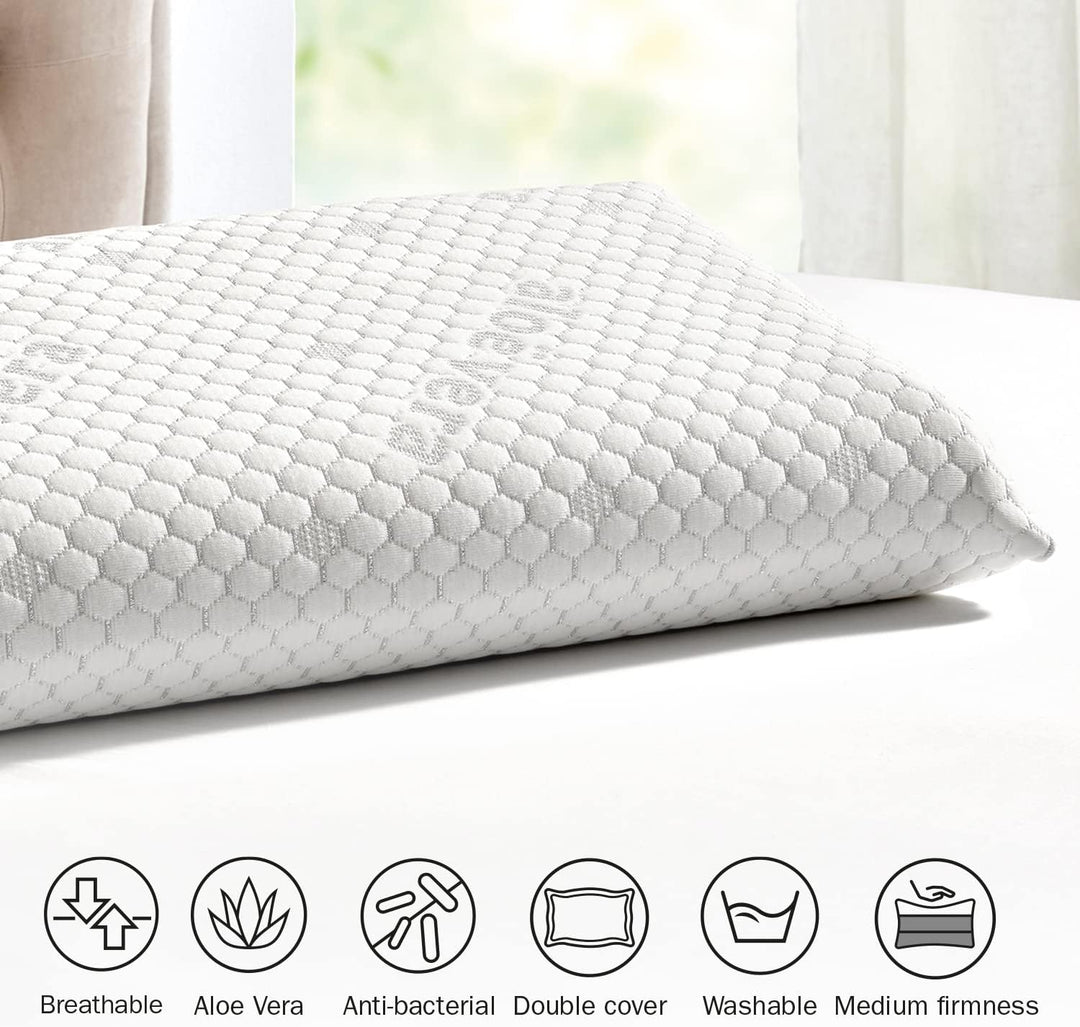 Pikolin Home - Viskoelastisches Kissen mit Aloe-Vera-Behandlung und mittlerer Festigkeit, mit silber