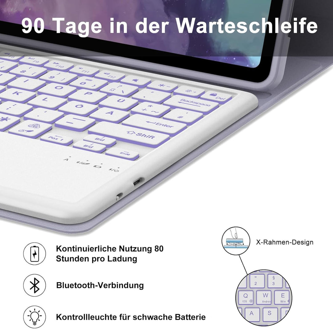 Xiaomi Redmi Pad Pro 12.1 Tastatur Hülle - Xiaomi Pad Poco 12.1 Zoll 2024, Multi Touch Trackpad, 7 F