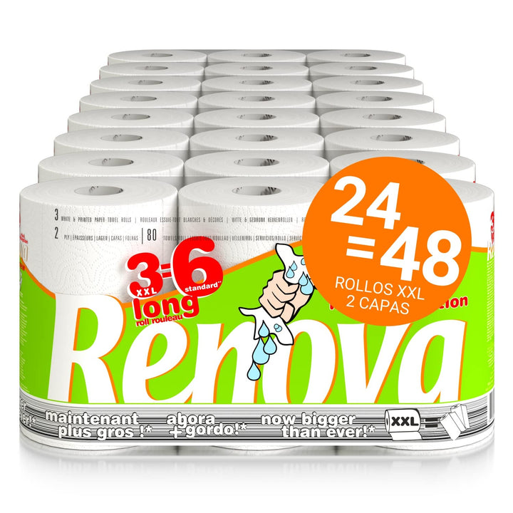 Renova Max Absoption XXL, 24 Rollen, entspricht 48 Standard-Rollen, dekoriert mit Rollen, maximale S