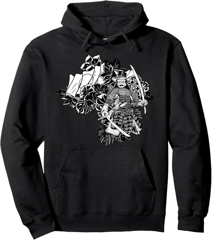 Japanisches Samurai Schwarzweiss-Design Pullover Hoodie