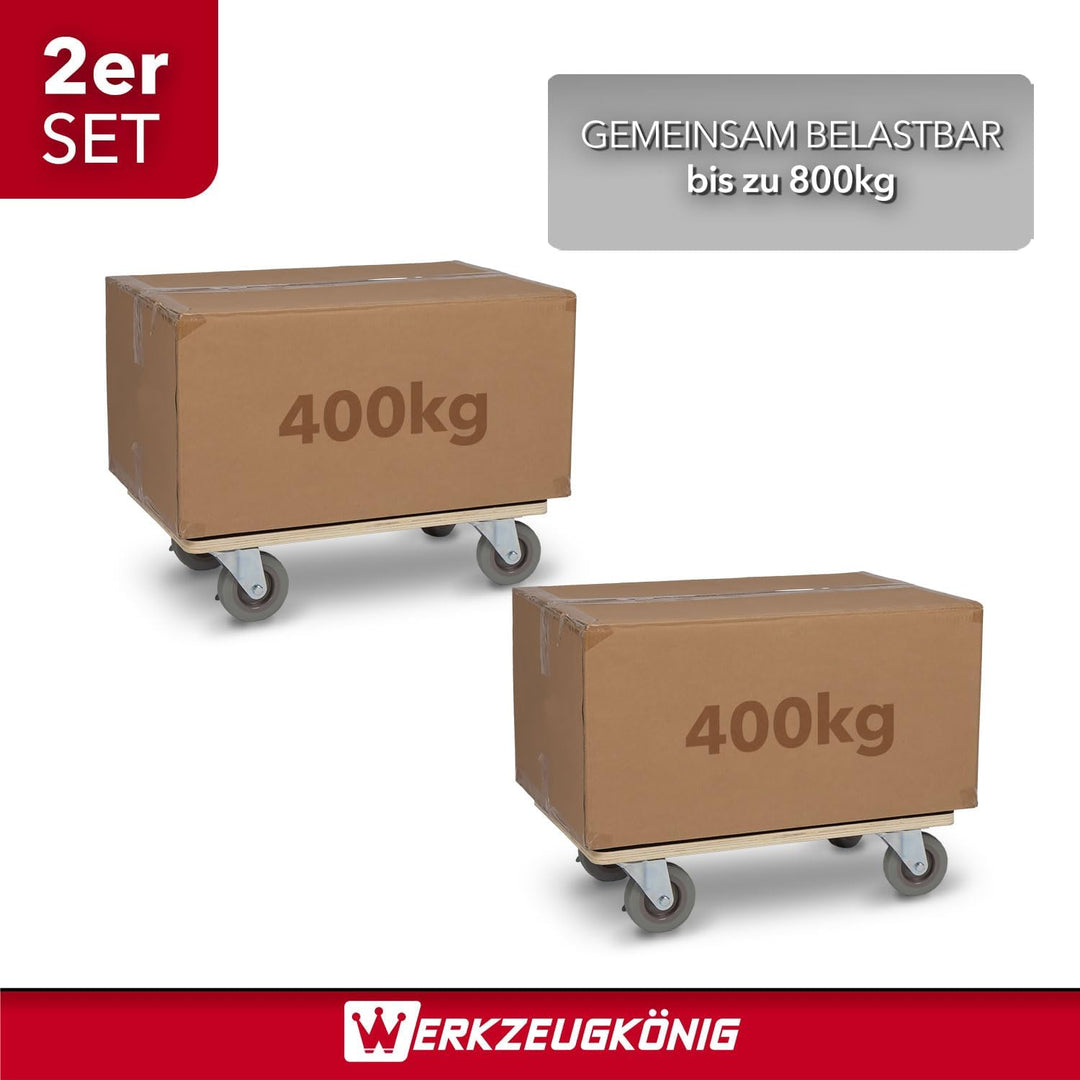 Transportroller 400 kg - Rollbrett 55 x 34,5 cm - Multiplexplatte Siebdruckbeschichtung - Vollgummir