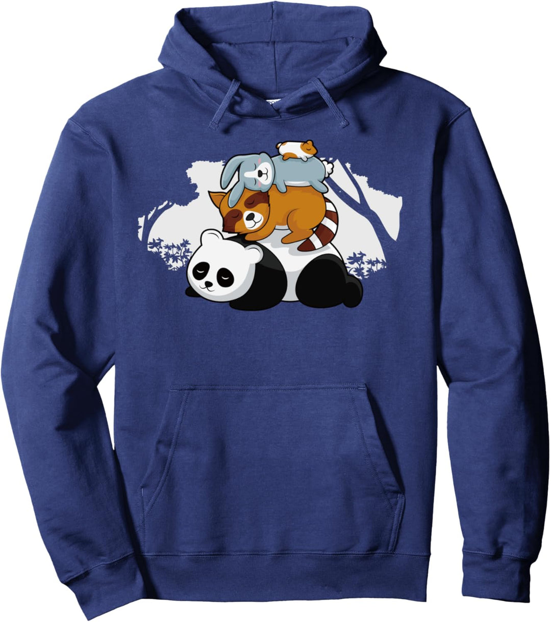 Panda Waschbär Hase Hamster Pyramide Süsse Schlafende Tiere Pullover Hoodie