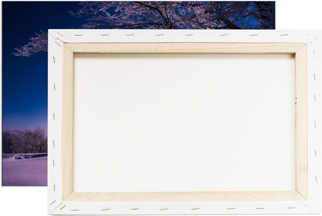 deyoli Eisige Winterlandschaft Format:75x50 cm als Leinwandbild, Motiv fertig gerahmt auf Echtholzra
