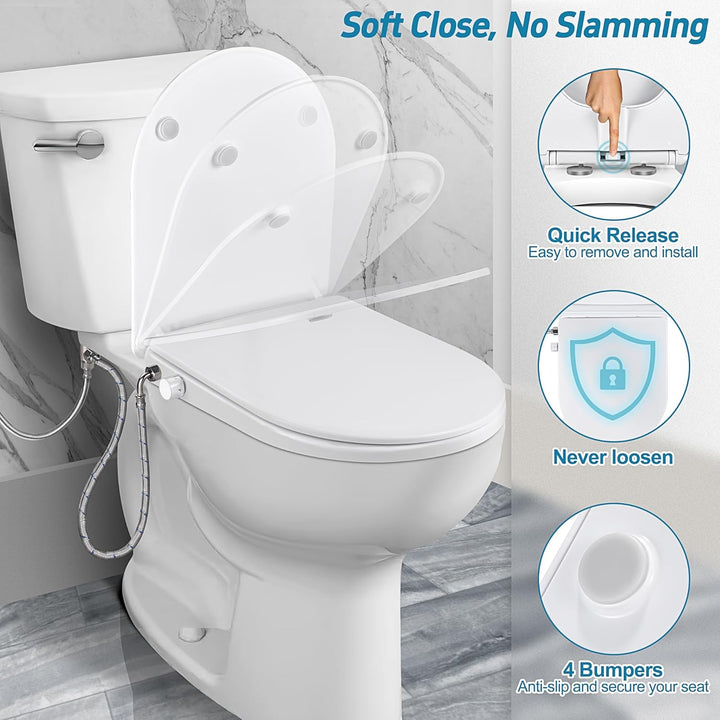 SAMODRA Bidet Toilettensitz - Dusch WC Aufsatz Bidet Japanische Toilette - WC Sitz D Form mit Absenk