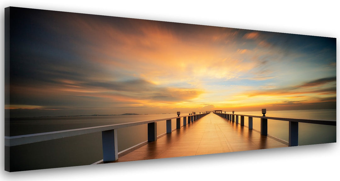 Feeby Bilder Steg Meer Wasser 100x40 cm Wohnzimmer Schlafzimmer Büro Flur Küche Wandbilder Modern Bi