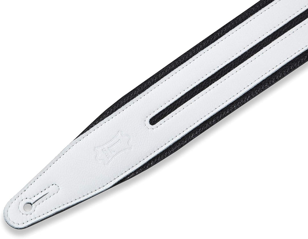 Levy's Leathers MG317DRS-BLK_WHT Gitarrengurt aus Leder, 2,5 cm, Weiss und Schwarz Weiss / Schwarz,