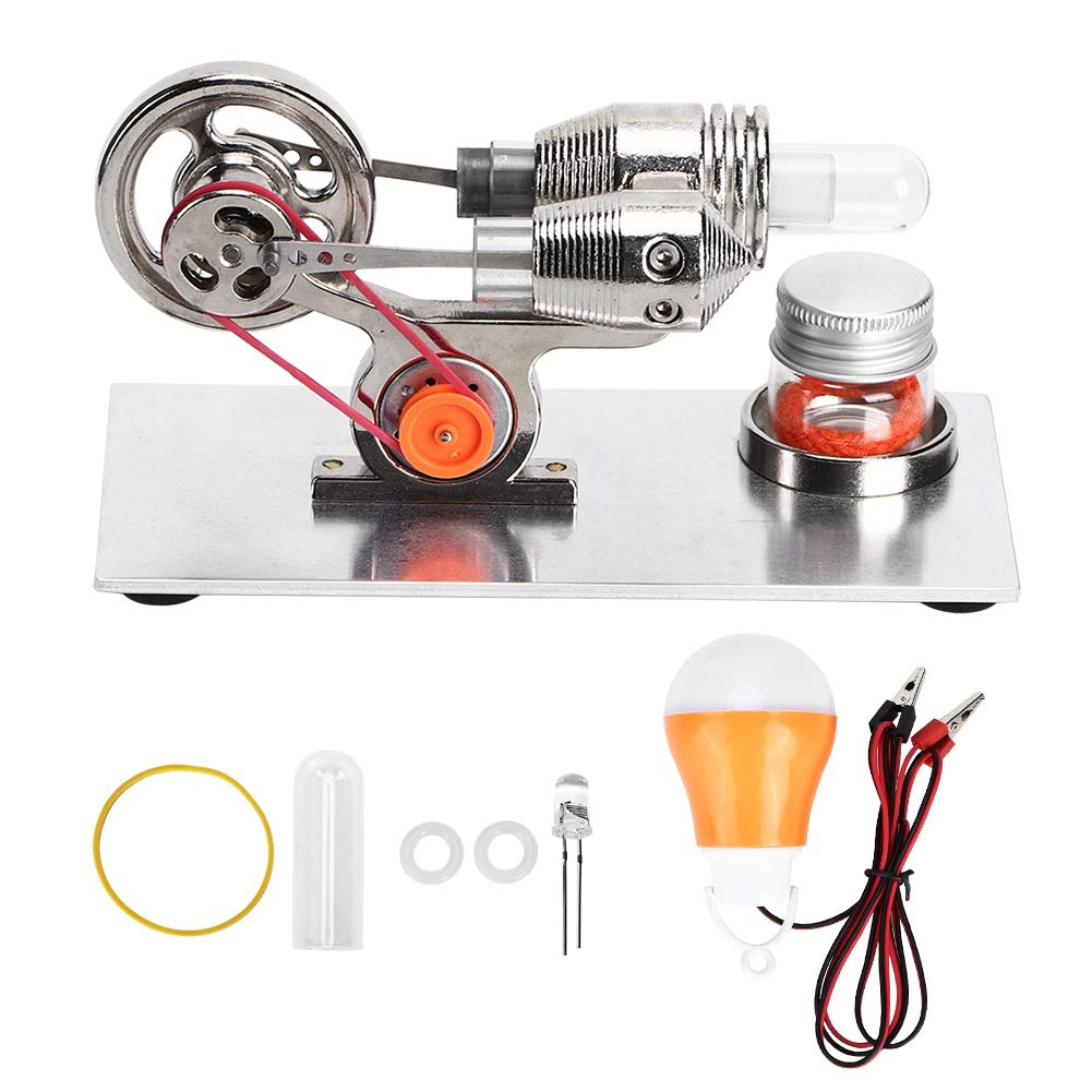 Miniatur-Dampfmaschinen-Lehrmodell, Silberner Stirlingmotor, der Strom Erzeugt, Metallkonstruktion