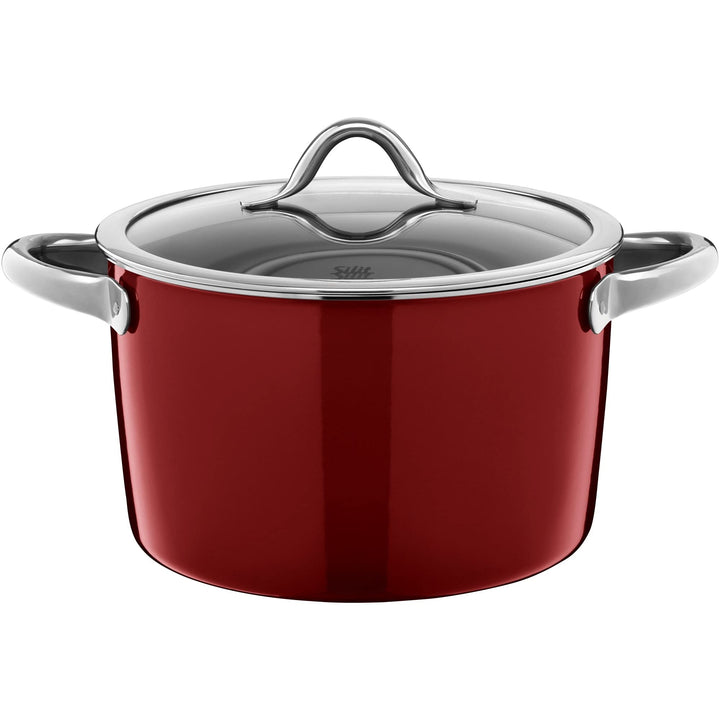 Silit Vitaliano Rosso Kochtopf gross 24cm, Glasdeckel, Fleischtopf Induktion 6,2l, Silargan Funktion