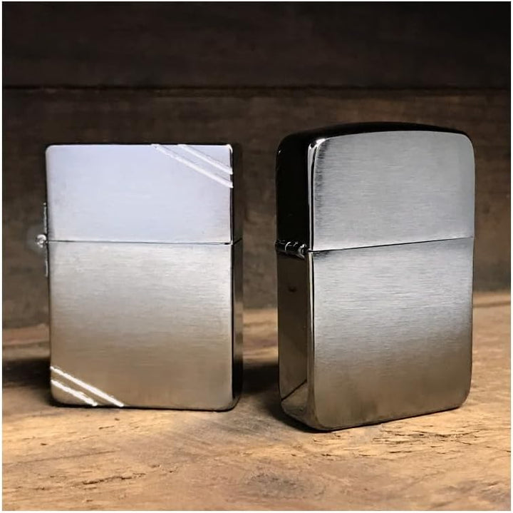 Zippo Vintage gebürstetes Chrom ohne Schlitze – 230.25, Gebürstetes Chrom
