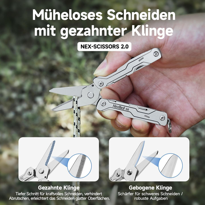NexTool Multitool Mini Sailor Scissors S0,8-in-1 Micro Ultraleicht EDC Multitool für Schlüsselbund m