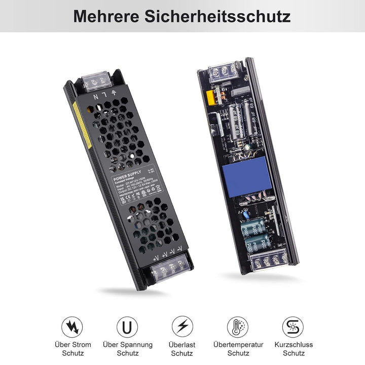 REYLAX LED Trafo 12V 150W Trafo 230V auf 12V 12.5A Treiber Gleichstrom LED Netzteil Flach Niedervolt