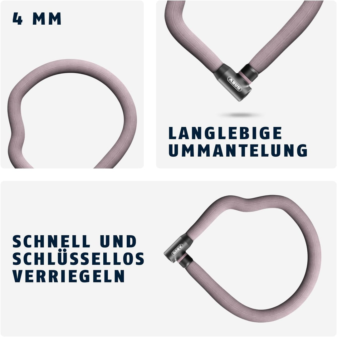 ABUS Kettenschloss Goose Lock 4204K - biegsames, klapperfreies Fahrradschloss aus gehärtetem Stahl -