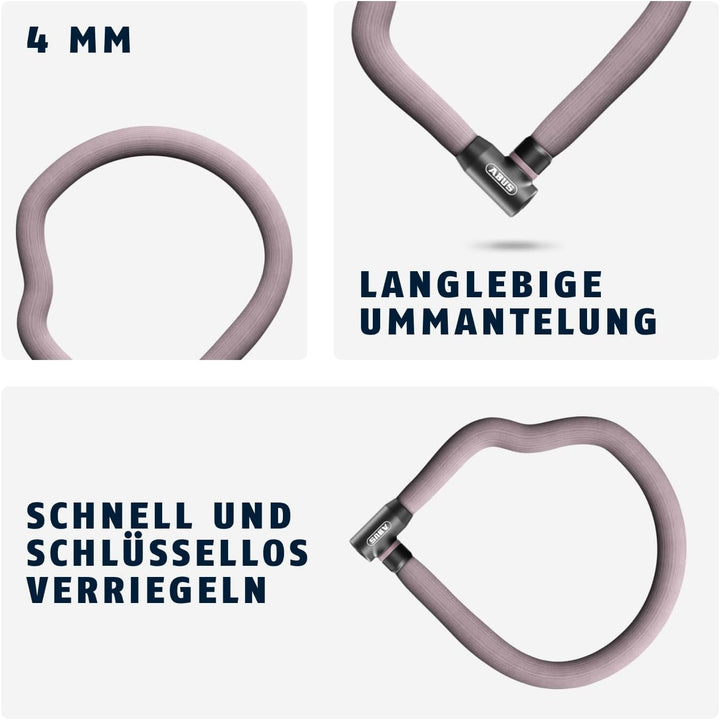 ABUS Kettenschloss Goose Lock 4204K - biegsames, klapperfreies Fahrradschloss aus gehärtetem Stahl -