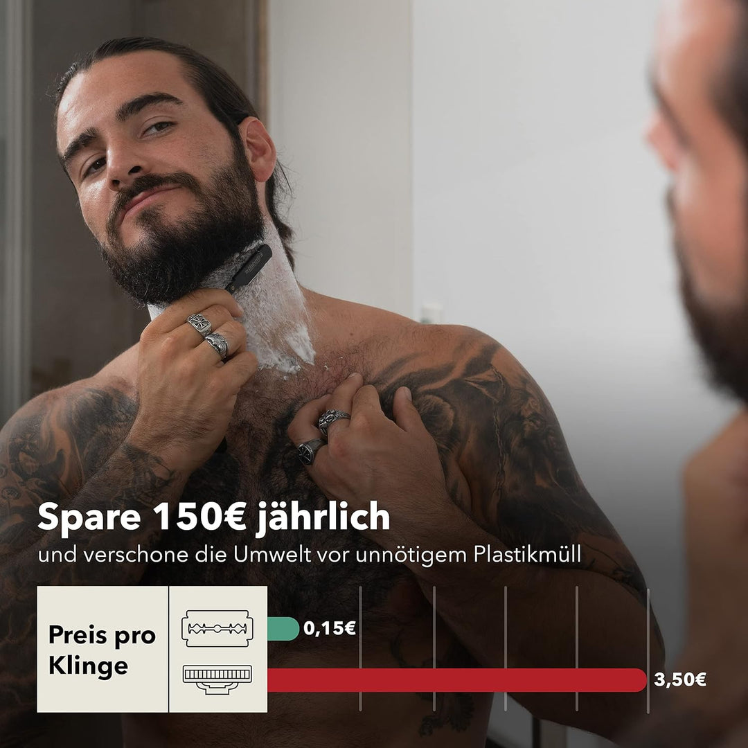 Störtebekker® Rasiermesser im handgefertigten Lederetui inkl. Alaunstift - Straight Razor mit Rasurg