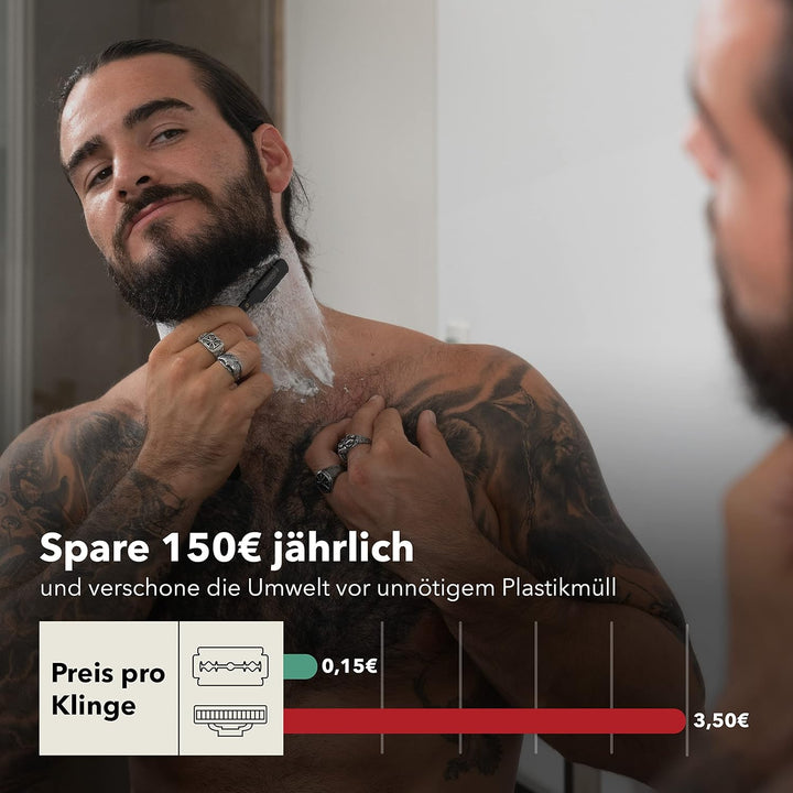 Störtebekker® Rasiermesser im handgefertigten Lederetui inkl. Alaunstift - Straight Razor mit Rasurg