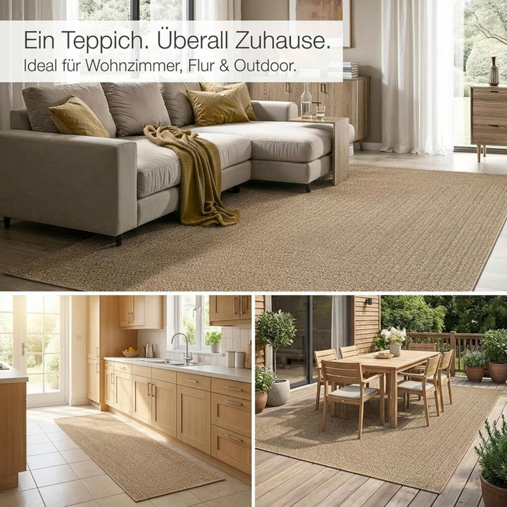 the carpet Kansas - robuster In- und Outdoor Teppich im natürlichen Jute-Look, wetterfest, geeignet