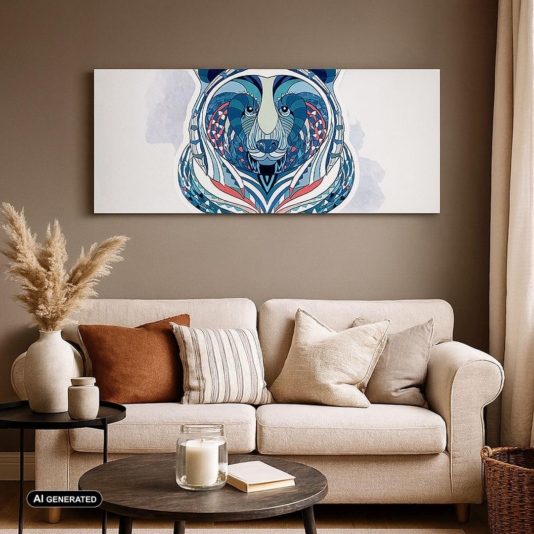Panorama Bilder auf Leinwand 100x40cm Leinwandbild Bär Illustration Traum blumig Gross Wanddeko Bild