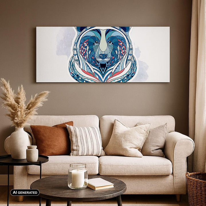 Panorama Bilder auf Leinwand 100x40cm Leinwandbild Bär Illustration Traum blumig Gross Wanddeko Bild