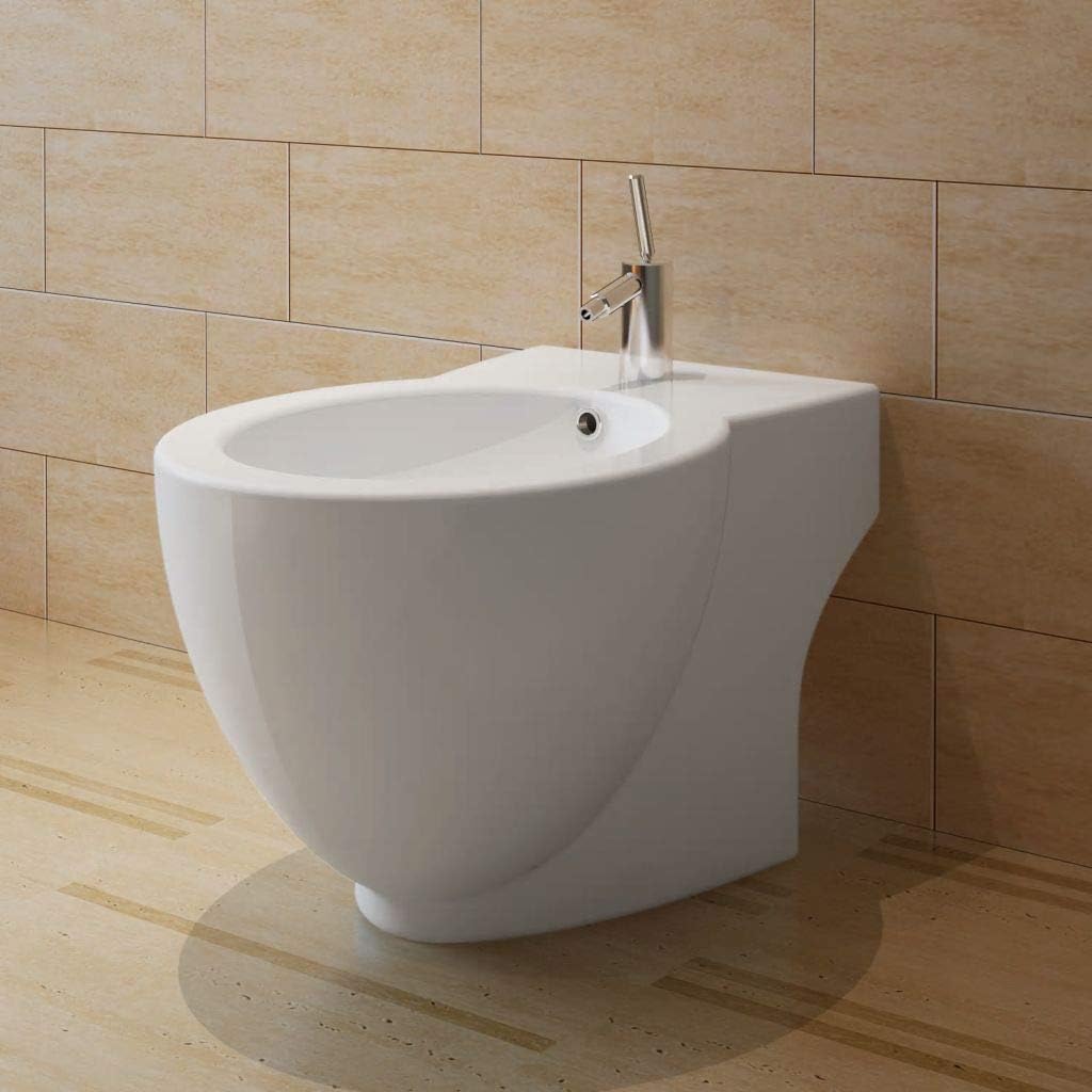 Festnight Standbidet Stand-Bidet Bodenstehend Bidet aus Keramik 58 x 40 x 40 cm Weiss