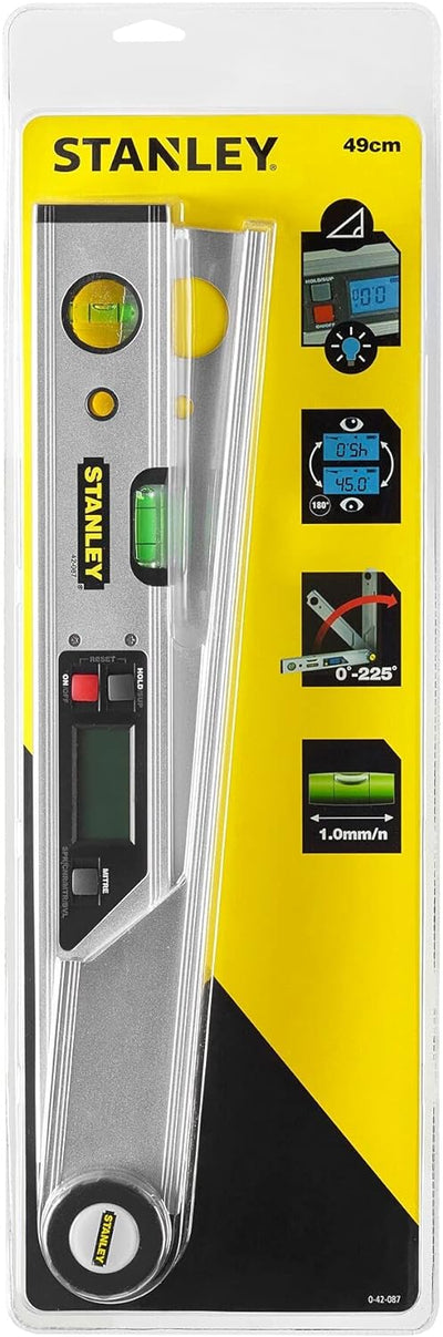 Stanley Digitaler Winkelmesser, Wasserwaage (40 cm Schenkellänge, 0°-225° Messbereich, LCD-Anzeige)