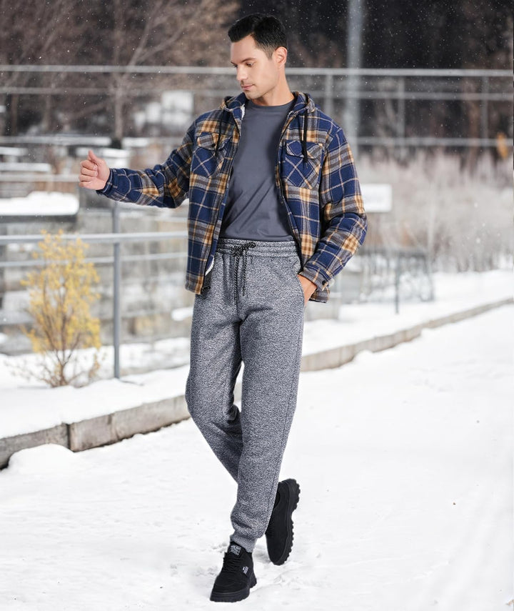 JACKETOWN Hemdjacke Kariertes Herren hoodies Flanelljacke Warm Thermohemd Herren Holzfäller Jacke Ve