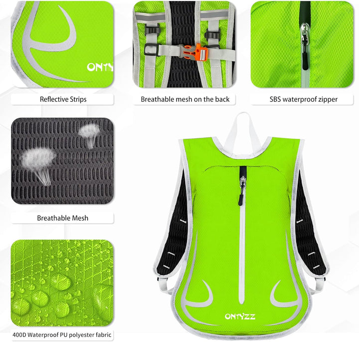 ONTYZZ Fahrradrucksack Damen Männer Kleiner Sportrucksack Wanderrucksack Ultraleicht Rucksack Radfah