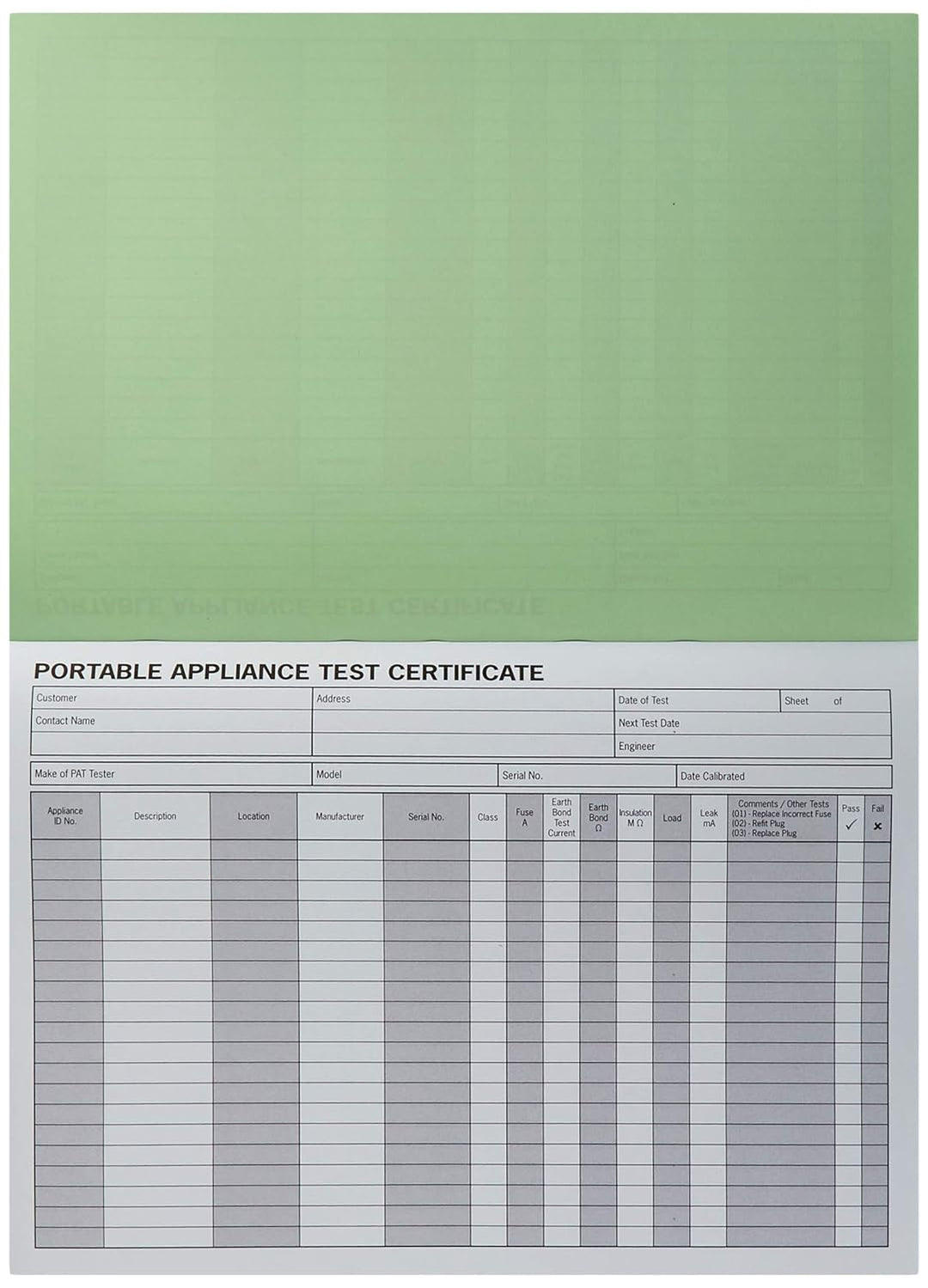 Kewtech PATLOG1 PAT-Test, A4 Logbuch