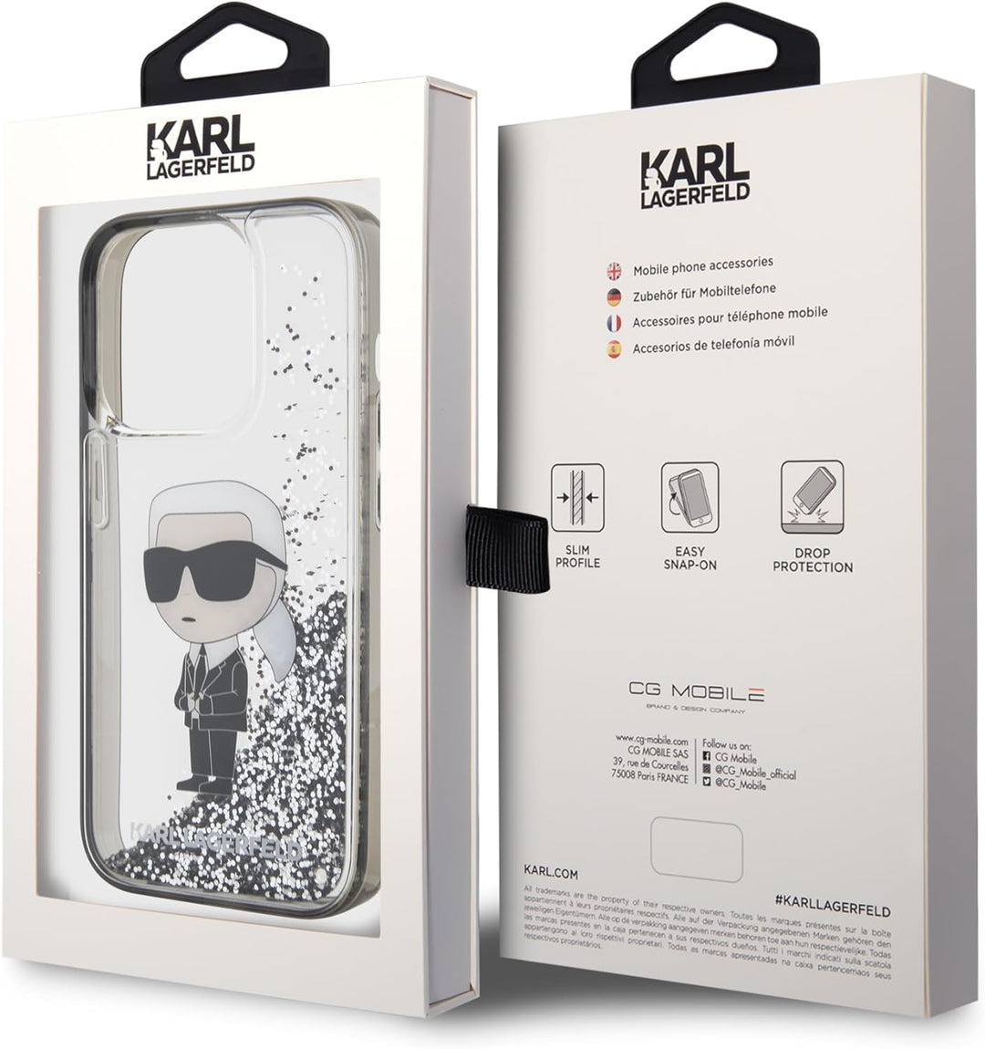 CG MOBILE Karl Lagerfeld Liquid Glitter Hülle für iPhone 15 Pro