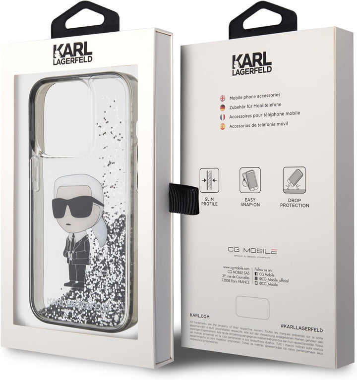 CG MOBILE Karl Lagerfeld Liquid Glitter Hülle für iPhone 15 Pro