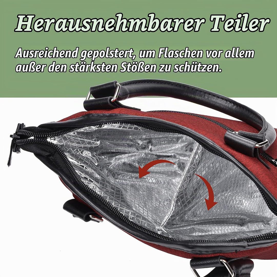 Kato Flaschentasche für 1 Flasche Kühltasche für Wein Bier Getränke Outdoor Tragetasche mit Trennwan