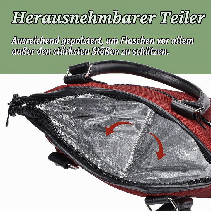 Kato Flaschentasche für 1 Flasche Kühltasche für Wein Bier Getränke Outdoor Tragetasche mit Trennwan